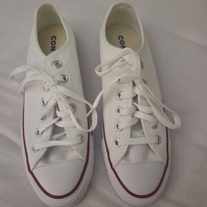 Converse White Sneakers with Red Accents